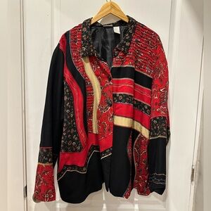 Koret Black Jacket with Red and Gold Floral Trim